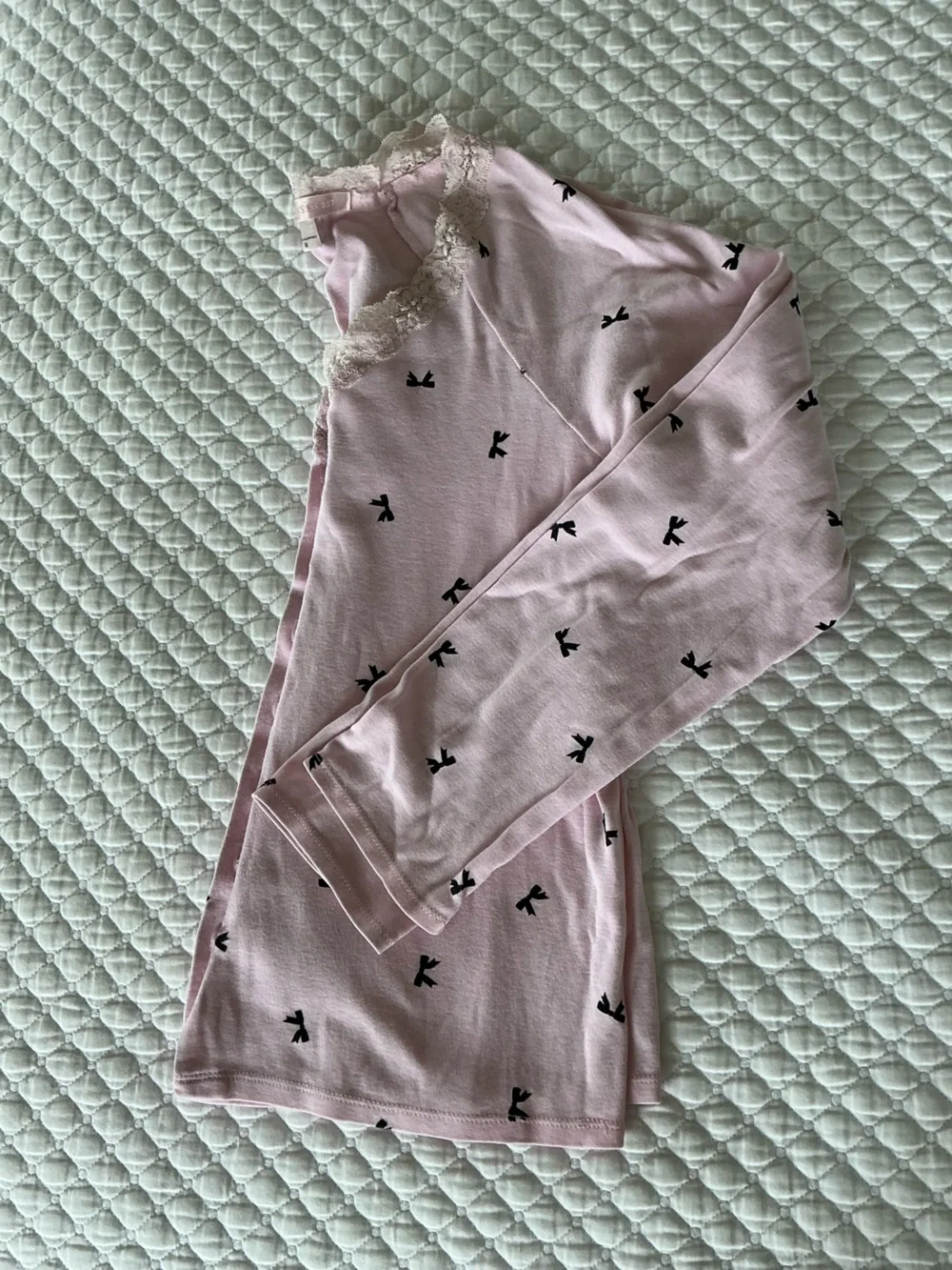Victoria's Secret Light Pink Lace-Trim Cotton 2 Piece PJ Set M